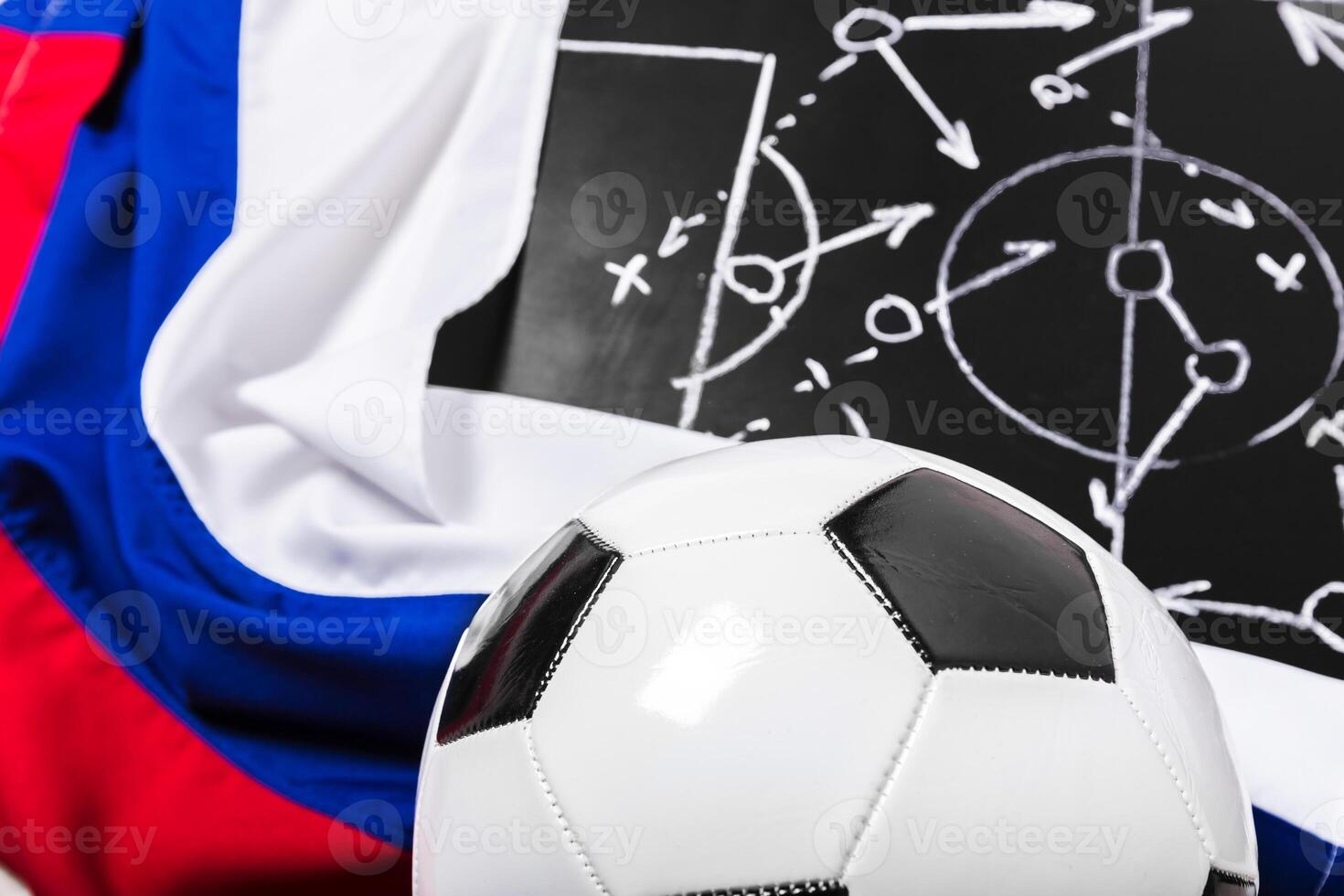 Soccer plan chalk board with formation tactic photo