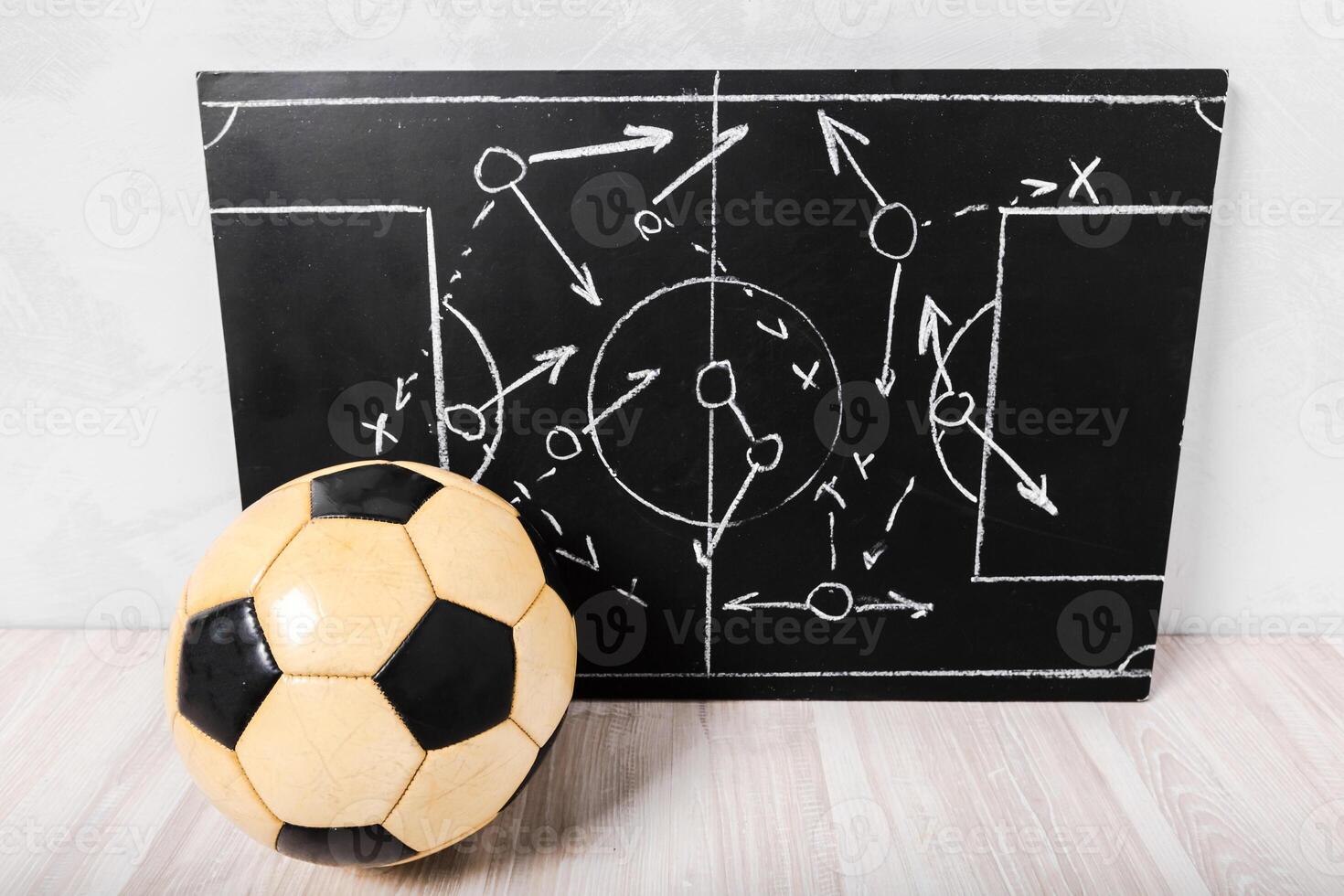Soccer plan chalk board with formation tactic photo