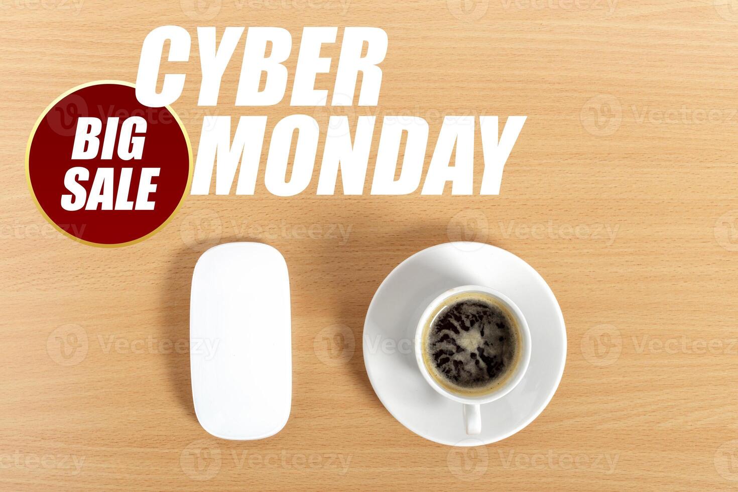 Desktop. Break. A cup of coffee. Computer mouse photo