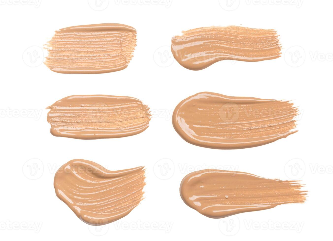 smeared foundation natural make up on white background photo
