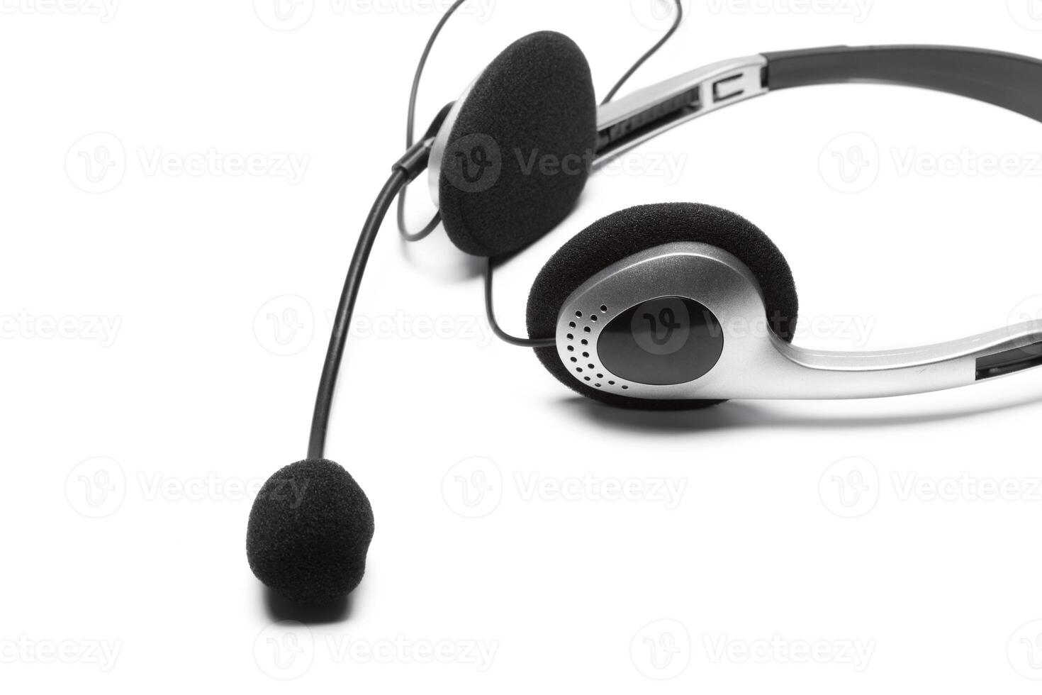 headset with microphone isolated on white photo