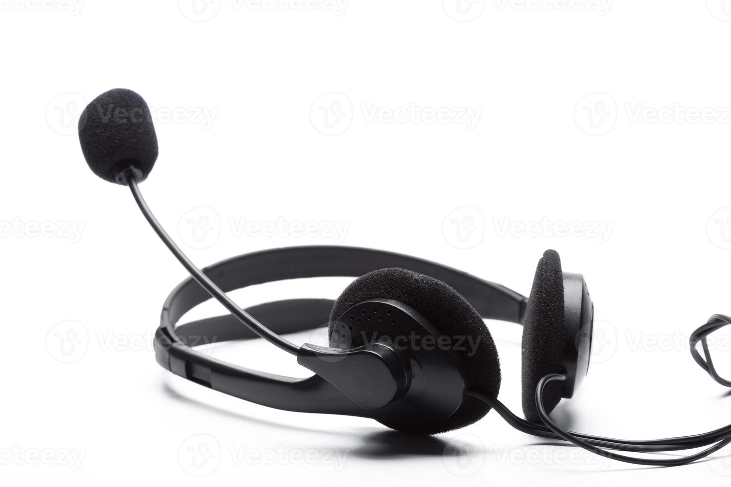 headset with microphone isolated on white photo