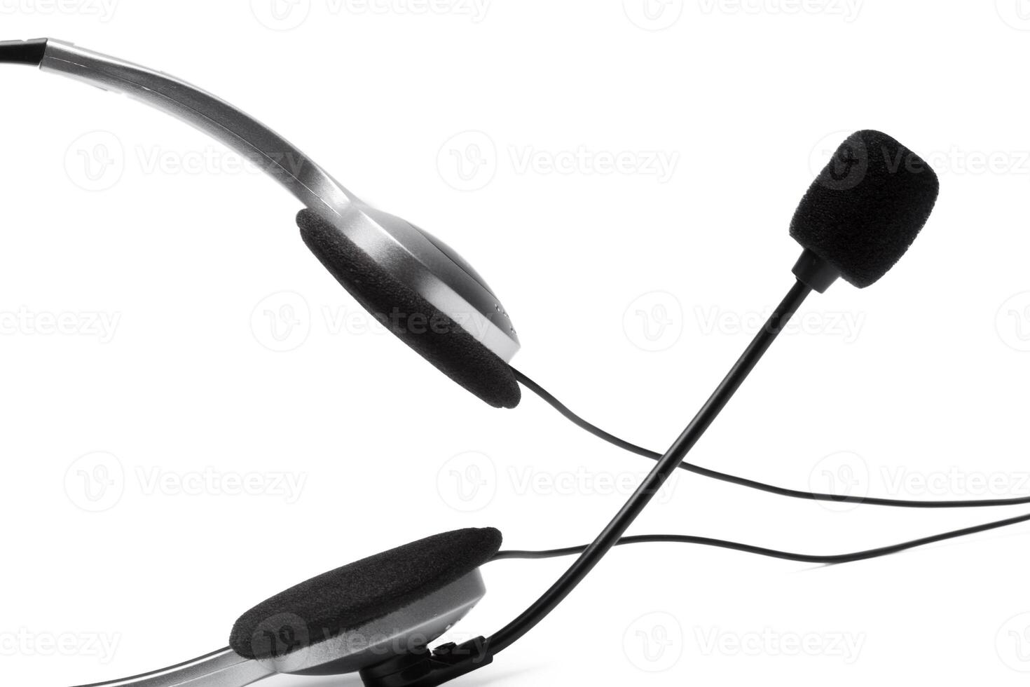 headset with microphone isolated on white photo