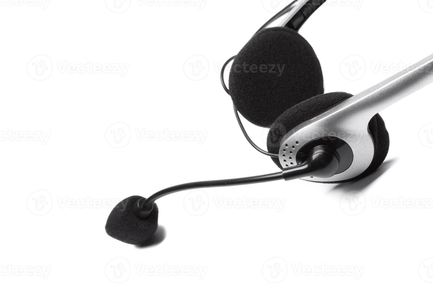 headset with microphone isolated on white photo
