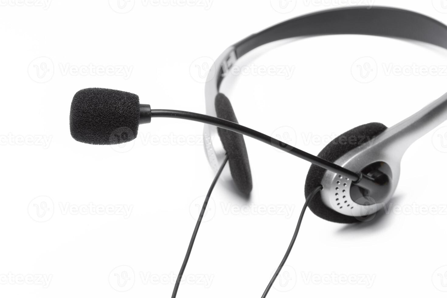 headset with microphone isolated on white photo