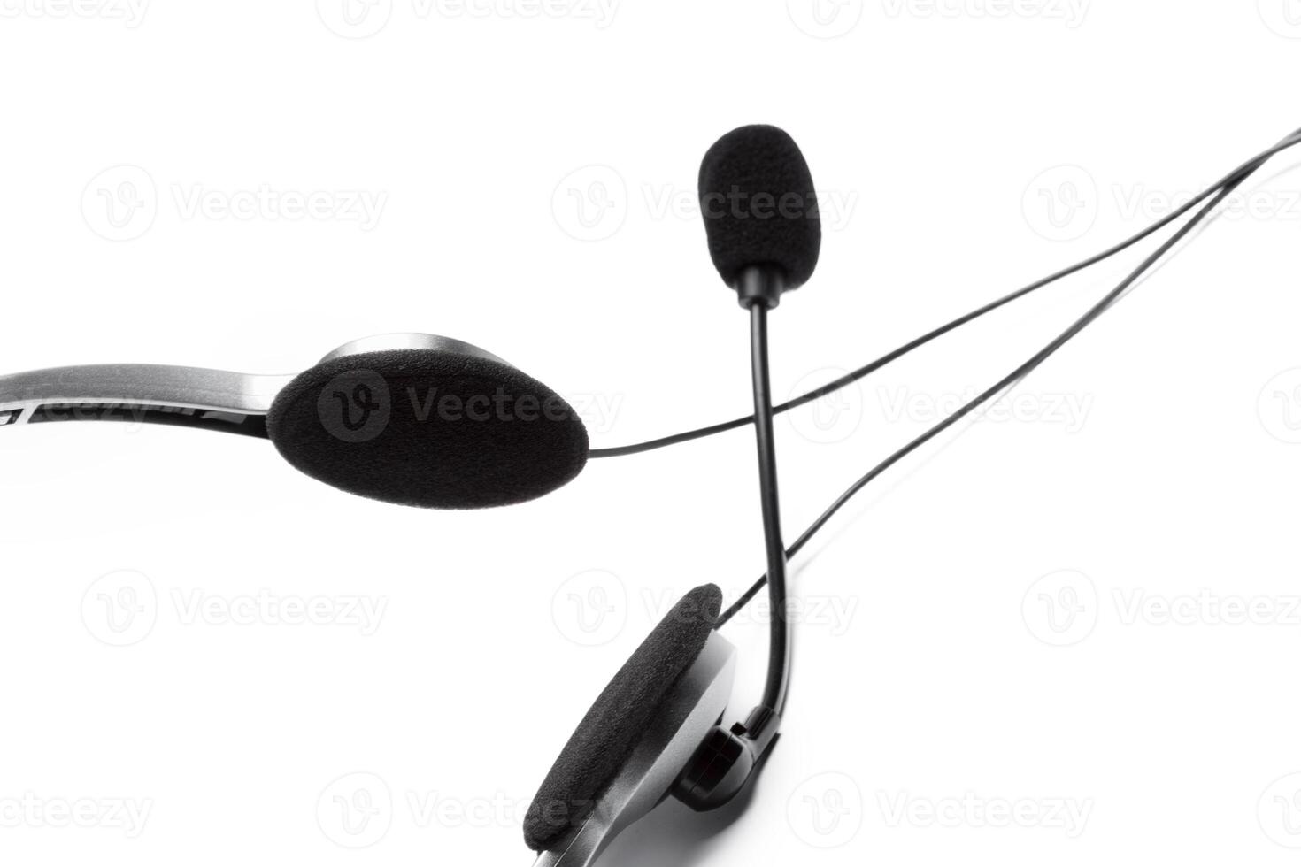 headset with microphone isolated on white photo