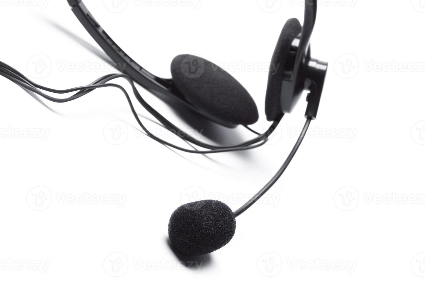 headset with microphone isolated on white photo
