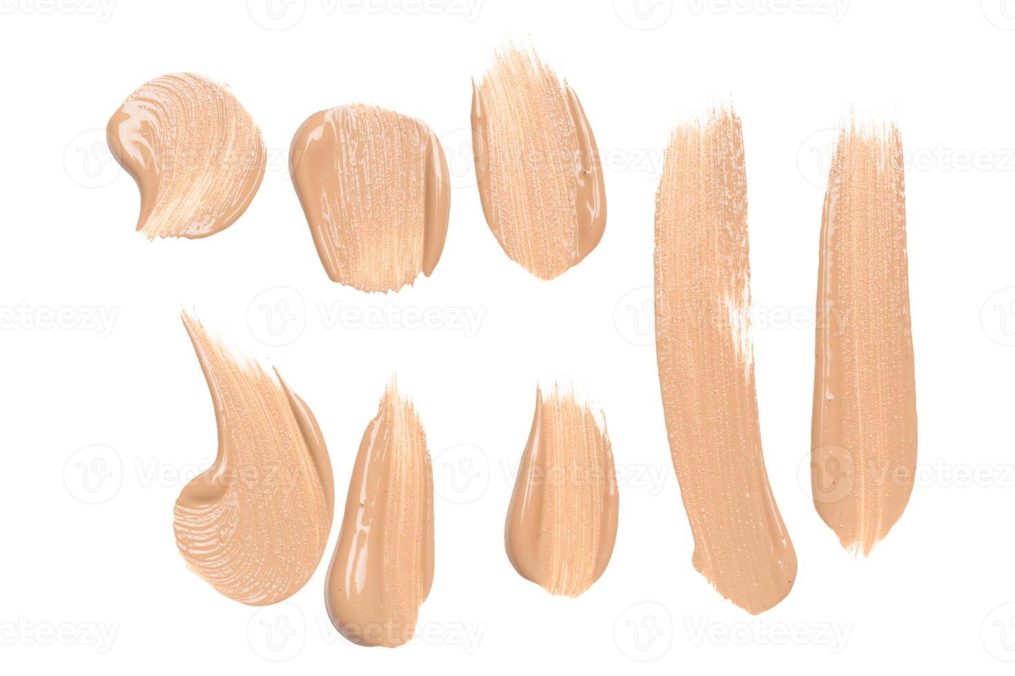 smeared foundation natural make up on white background photo