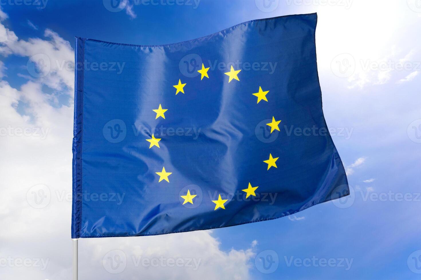 EU flag, euro flag, flag of european union waving photo