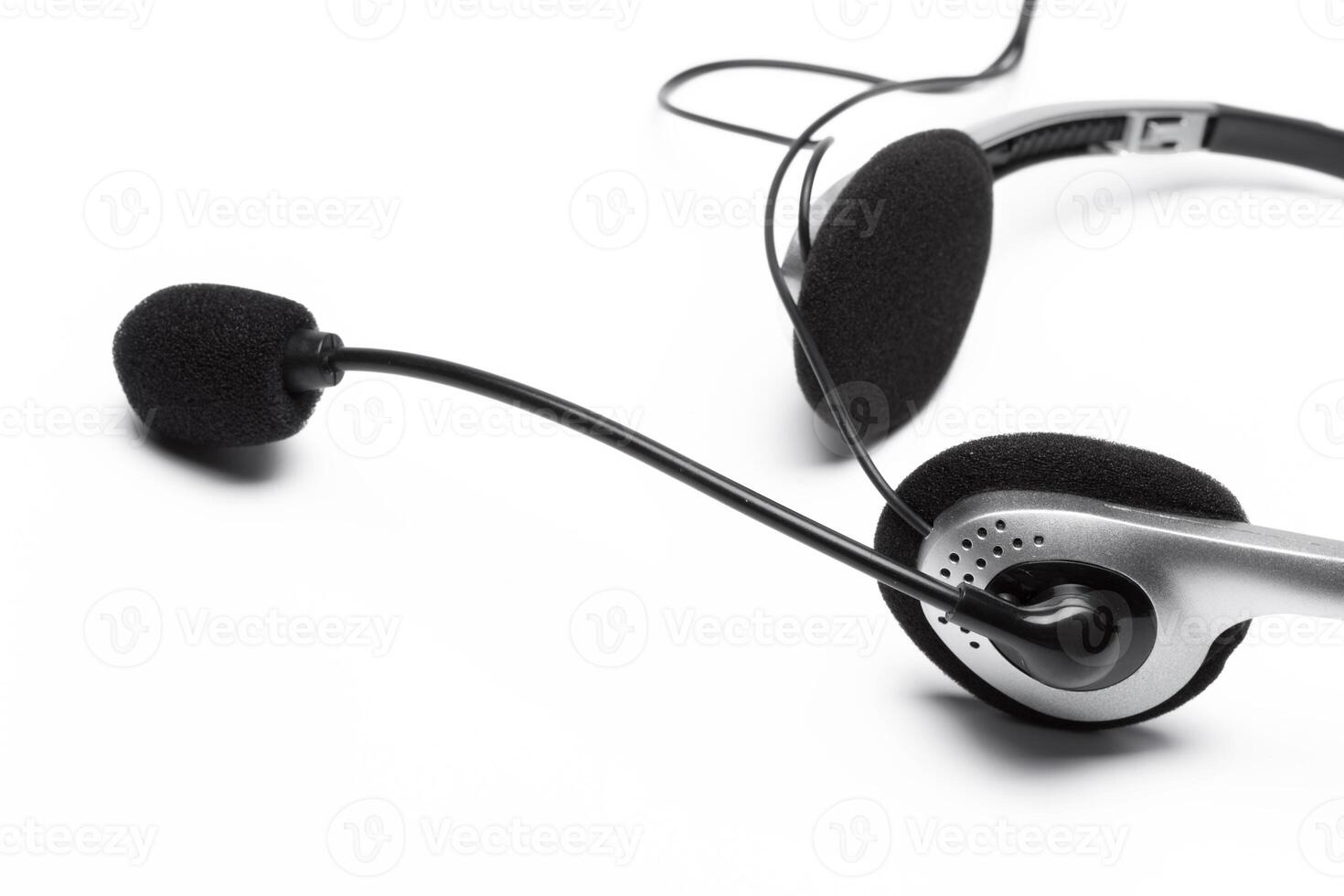 headset with microphone isolated on white photo