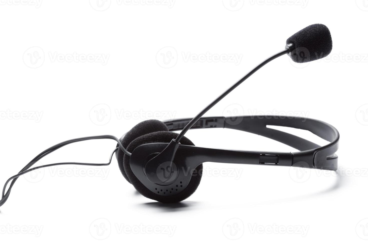headset with microphone isolated on white photo