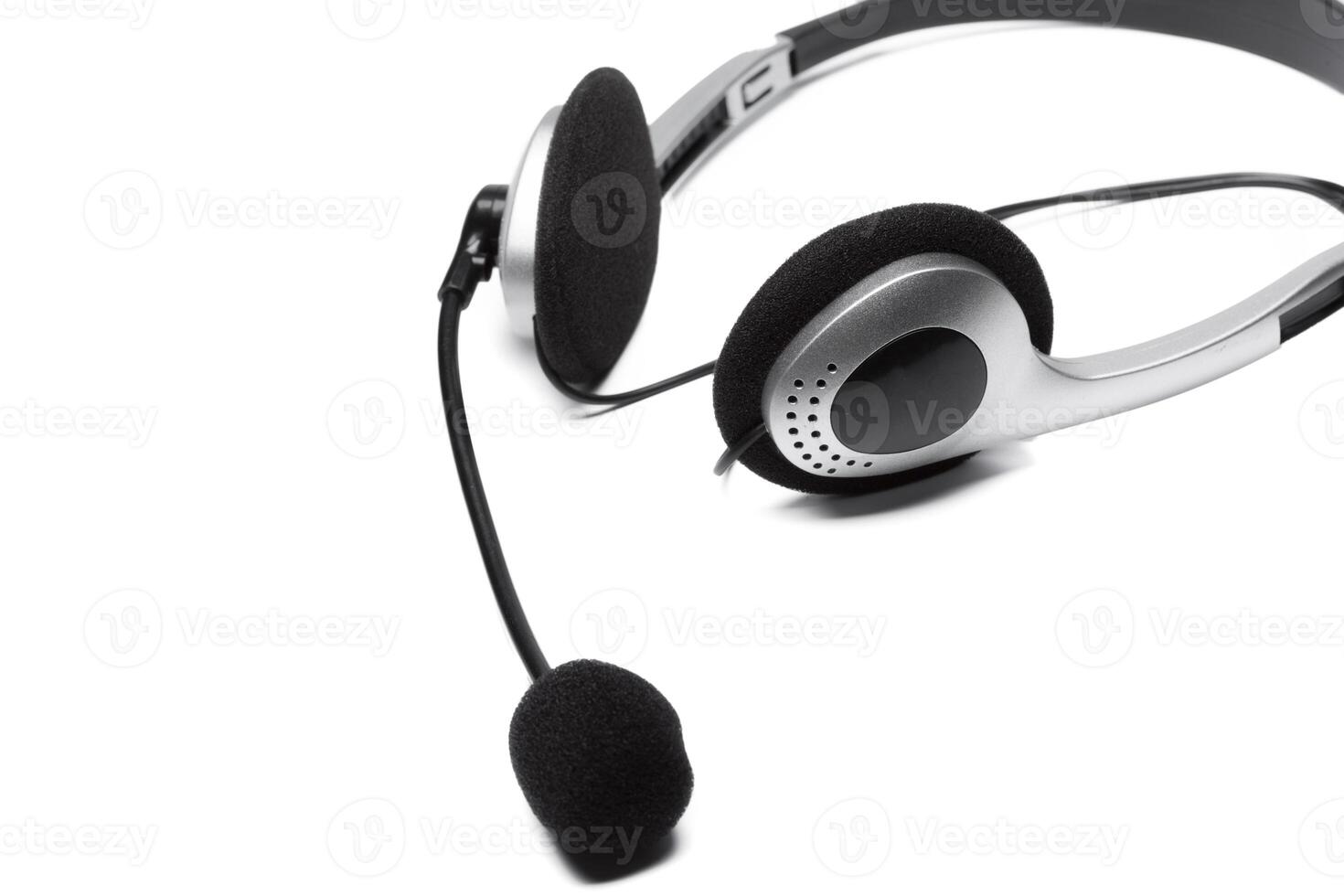 headset with microphone isolated on white photo