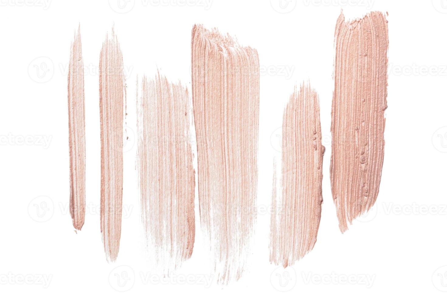 smeared foundation natural make up on white background photo