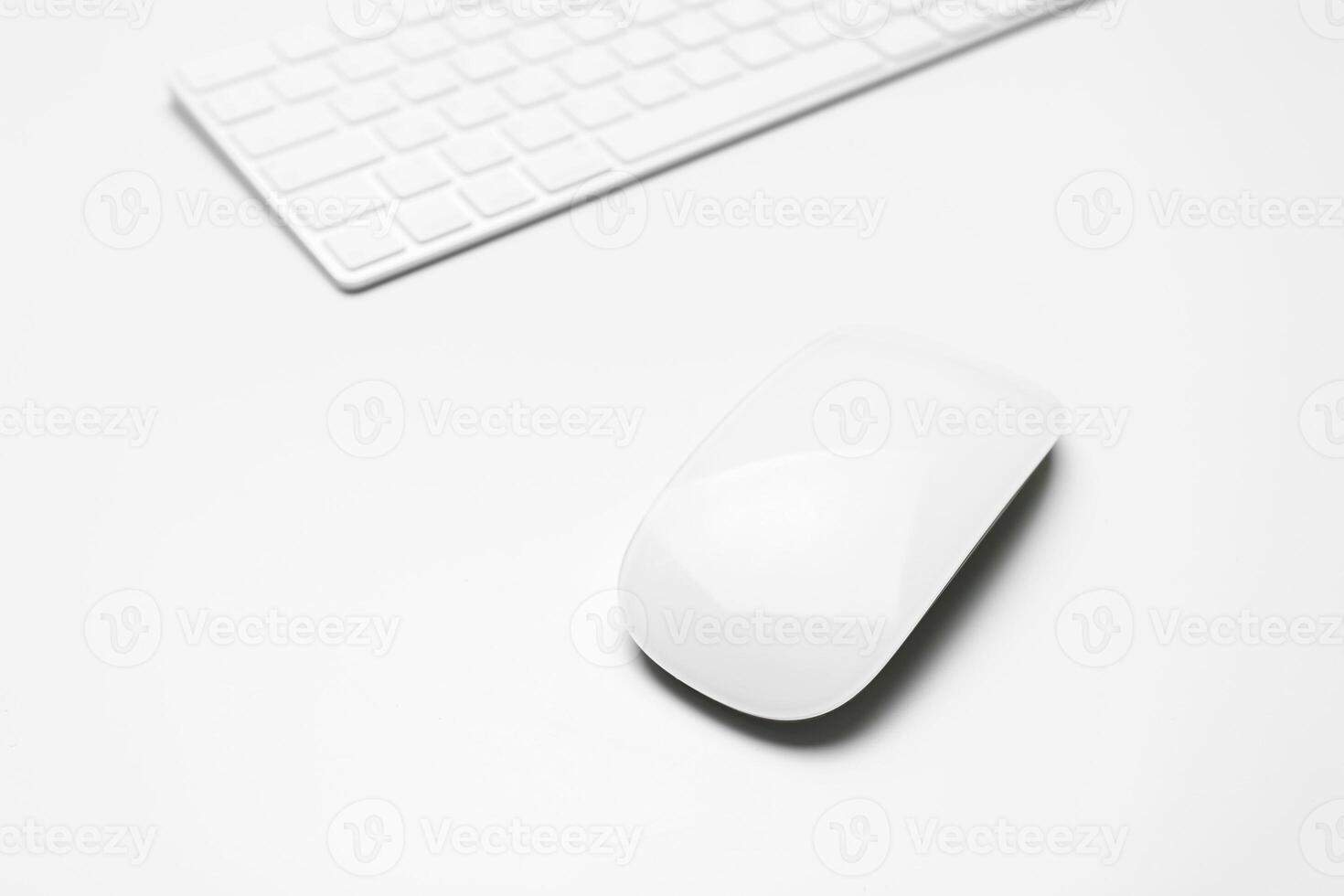 Office desk table with computer keyboard photo