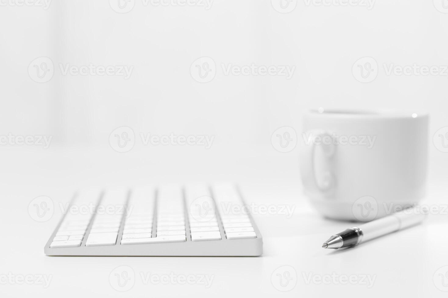 Office desk table with computer keyboard photo