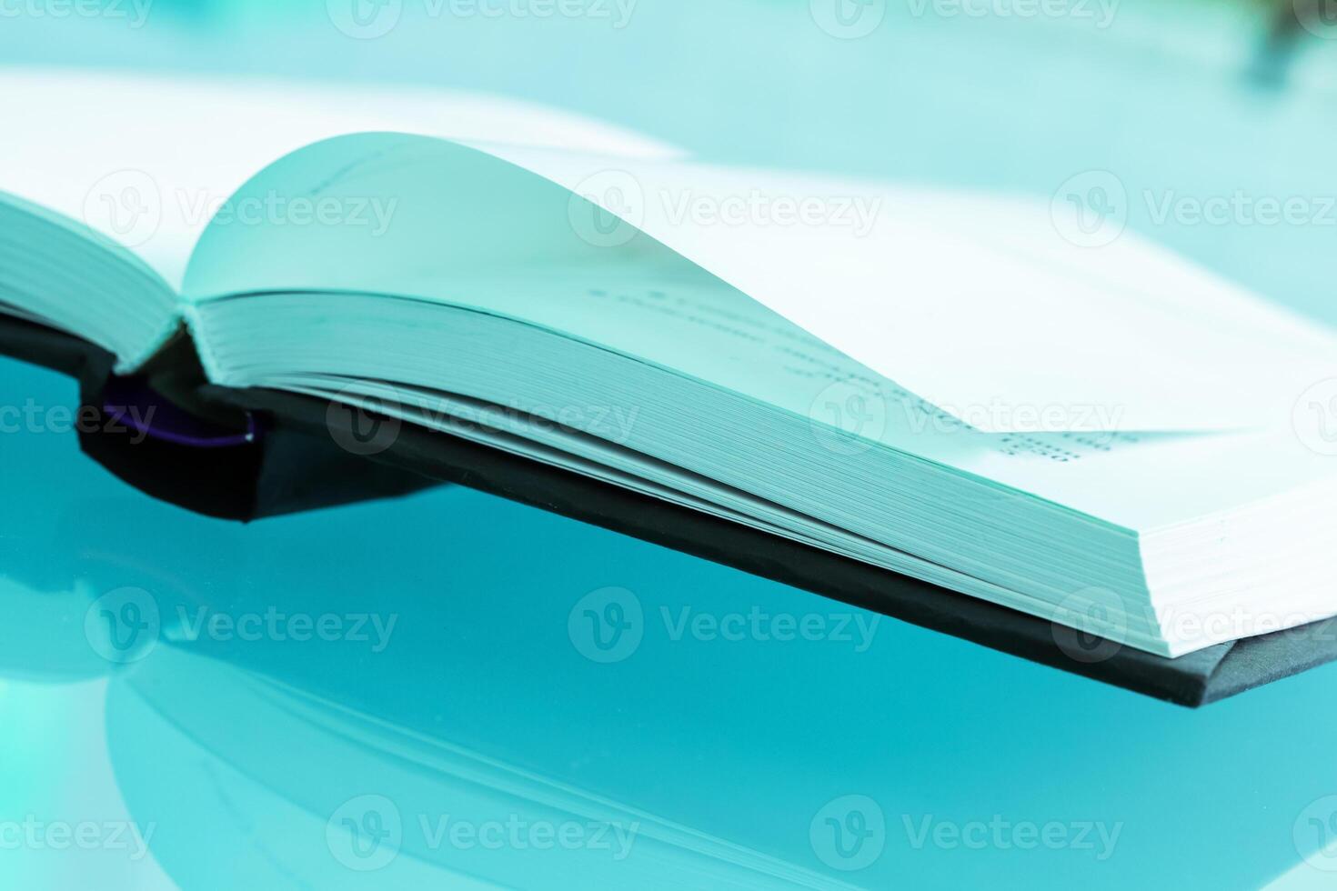 Blank notebook on the table photo