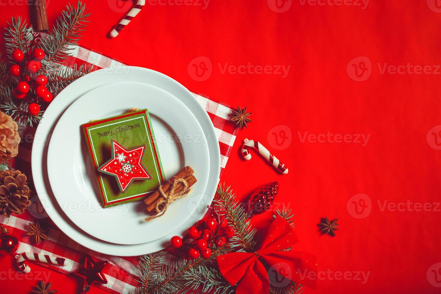 Christmas table place setting photo