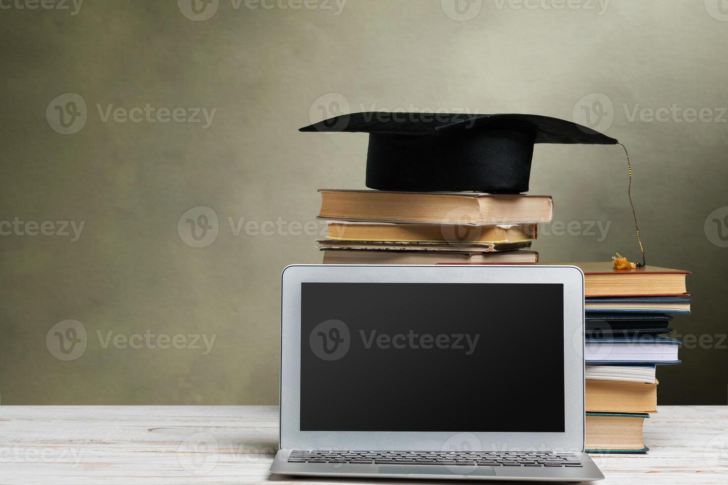 Workplace with modern desktop laptop photo