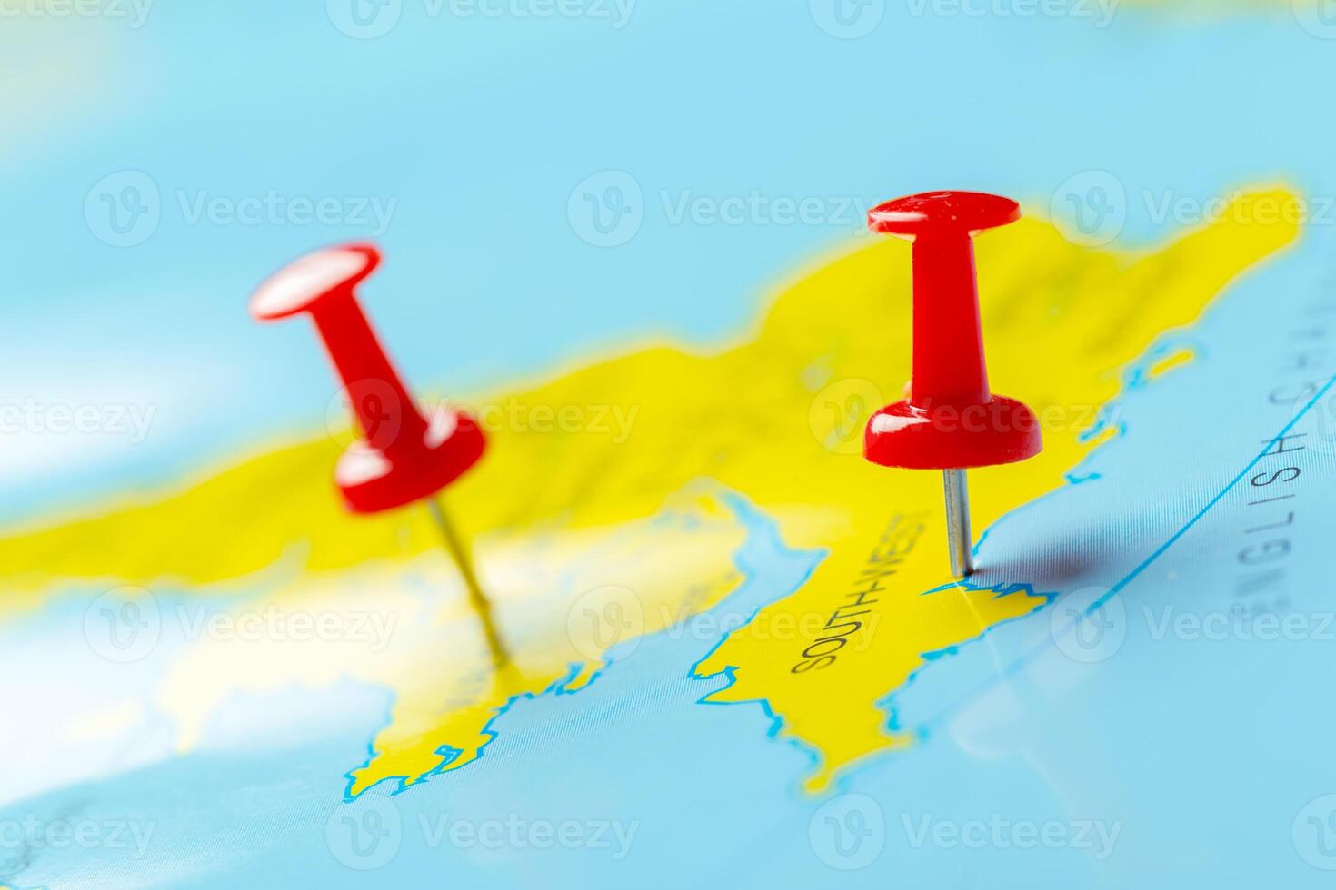 Travel destination points on a map photo