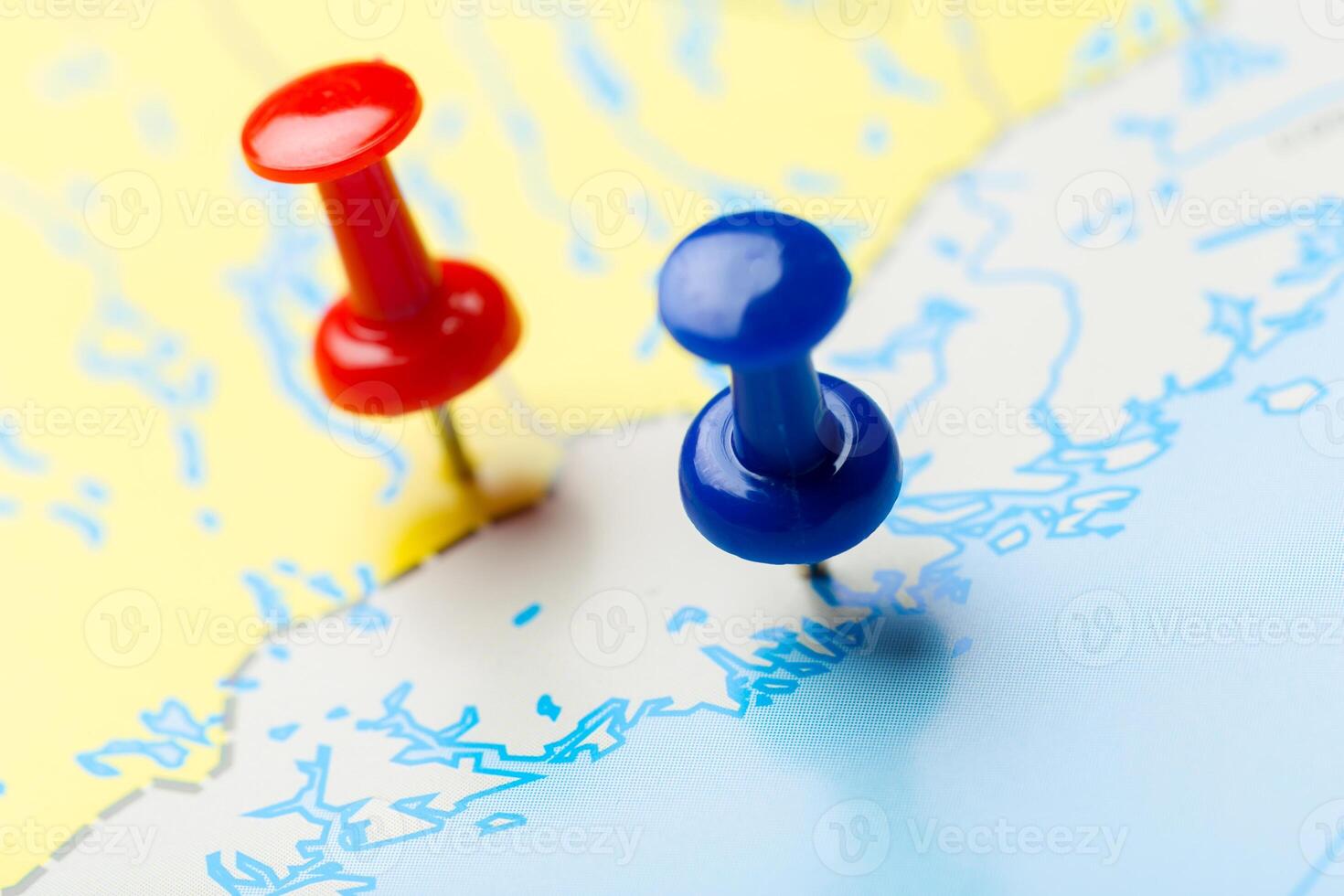 Travel destination points on a map photo
