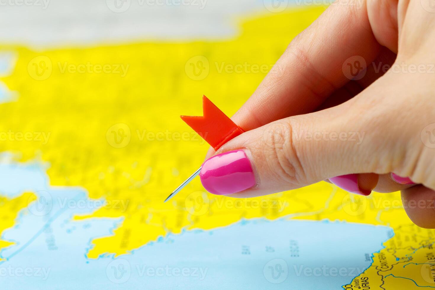Travel destination points on a map photo