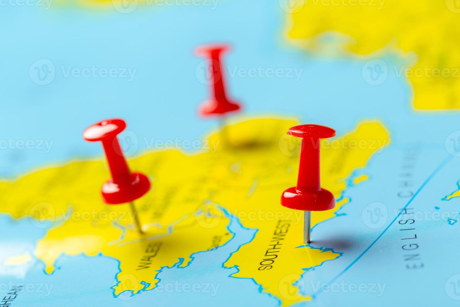 Travel destination points on a map photo