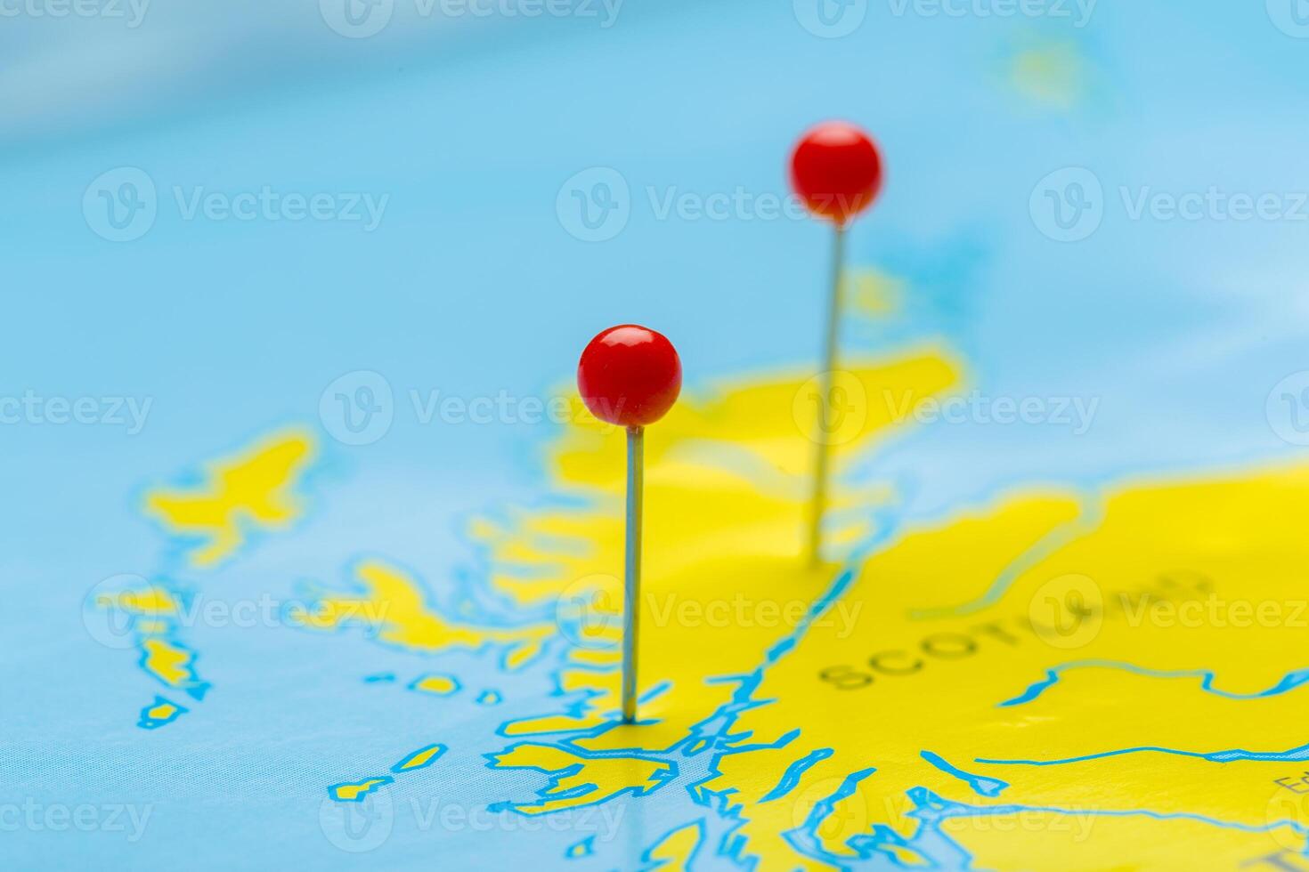Travel destination points on a map photo