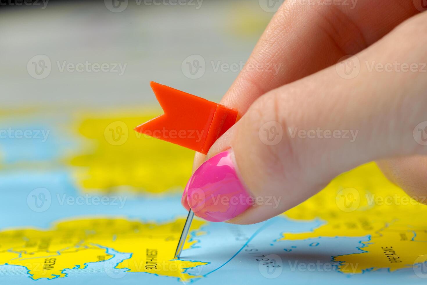 Travel destination points on a map photo