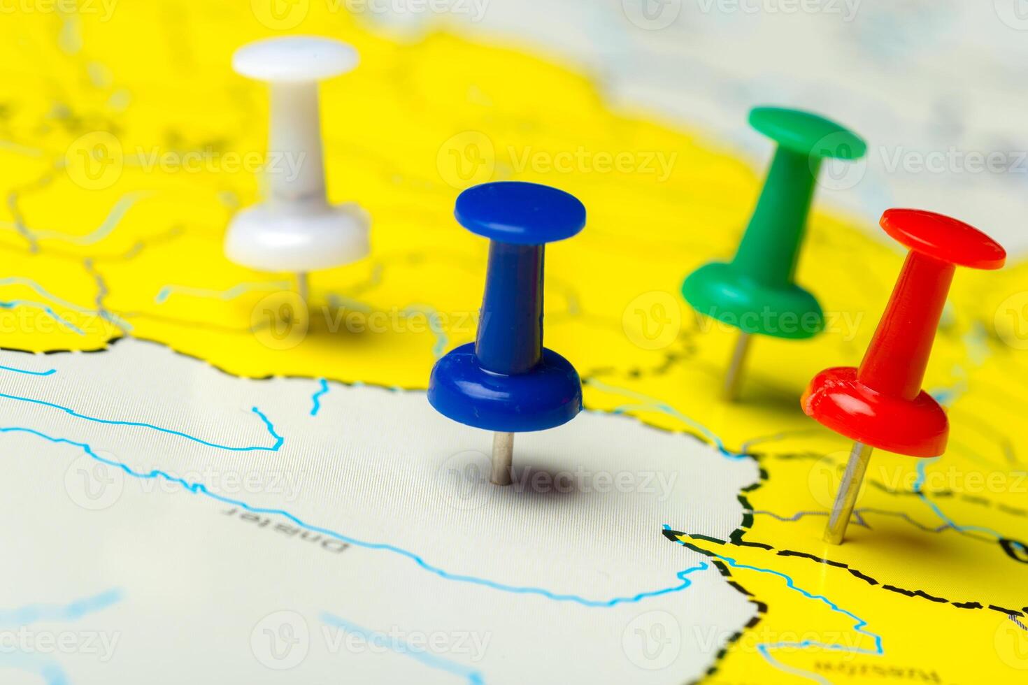 Travel destination points on a map photo
