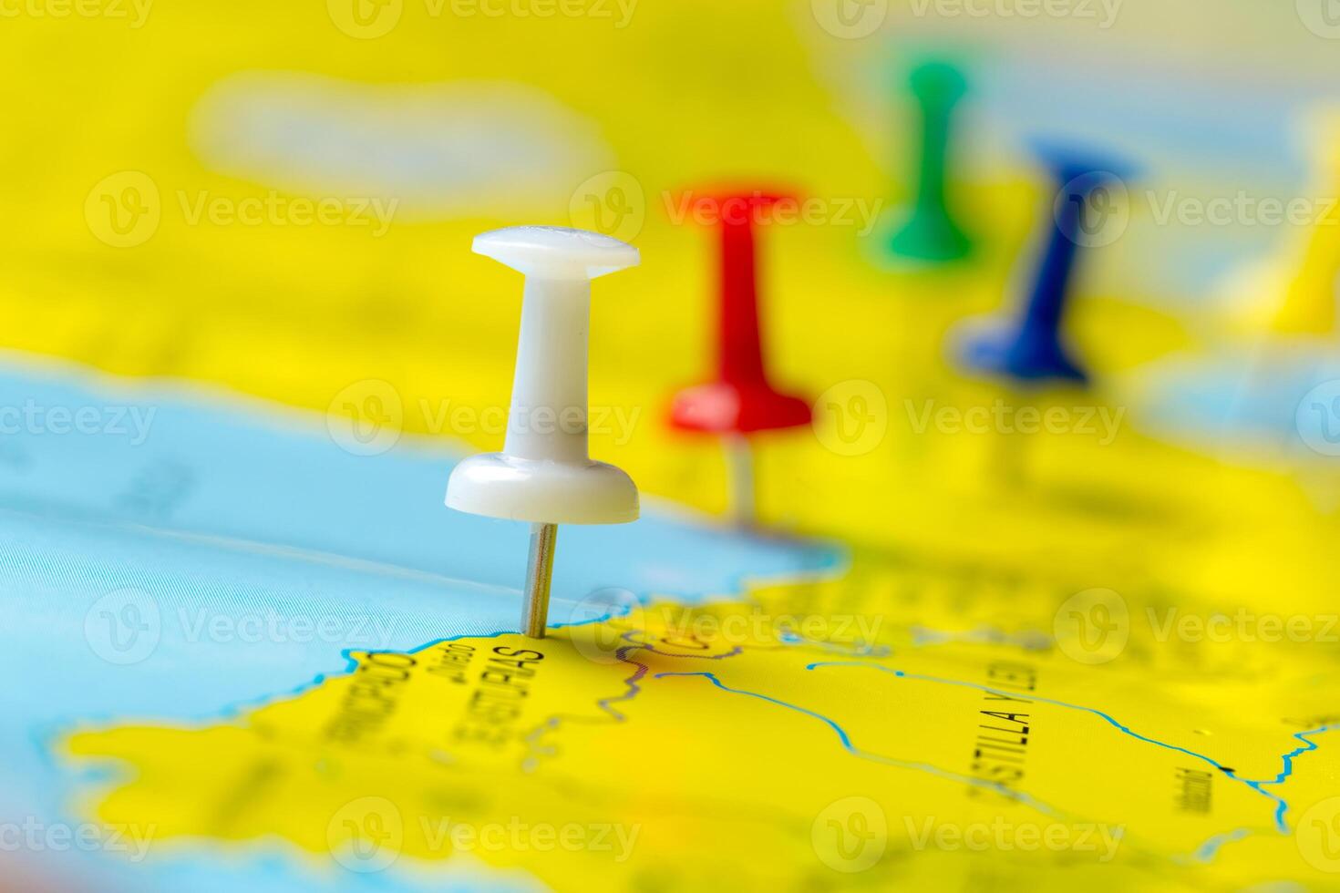 Travel destination points on a map photo