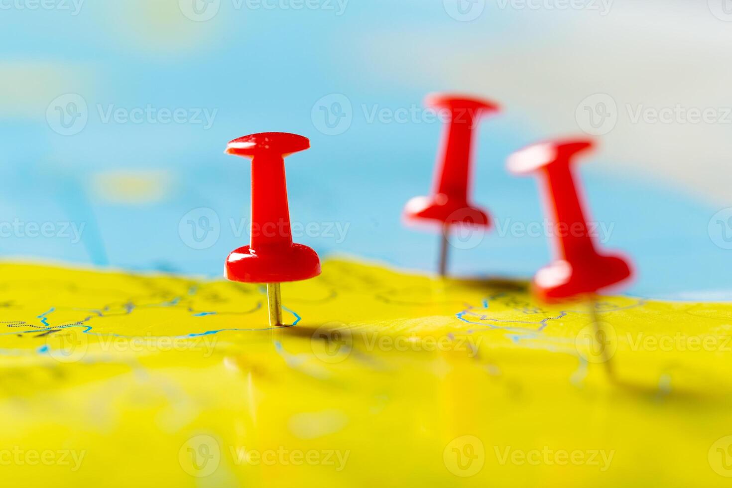 Travel destination points on a map photo