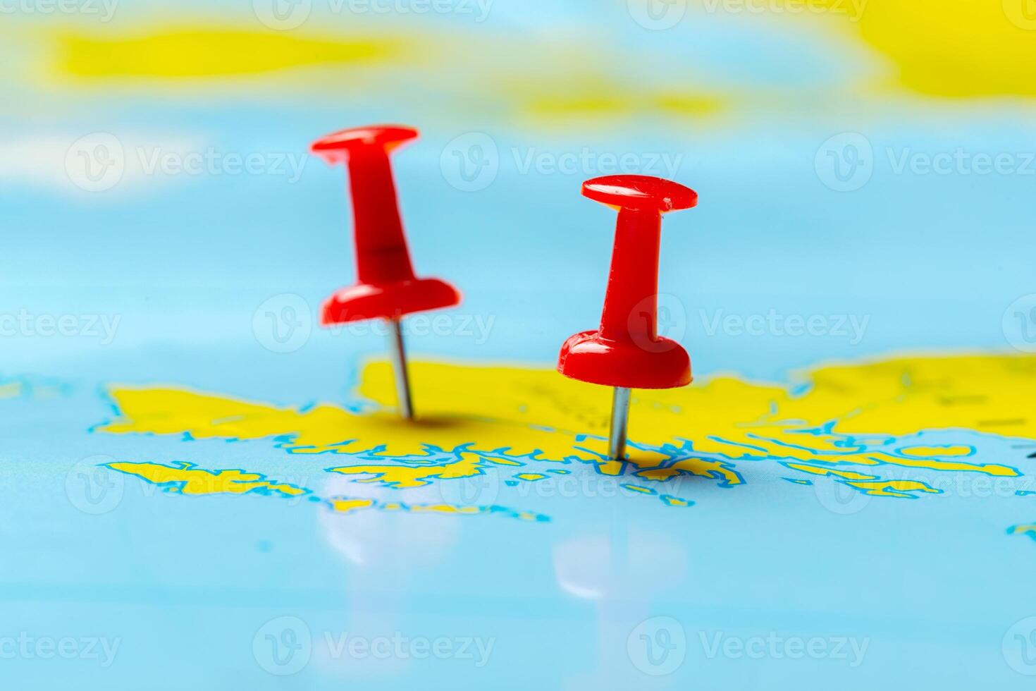 Travel destination points on a map photo