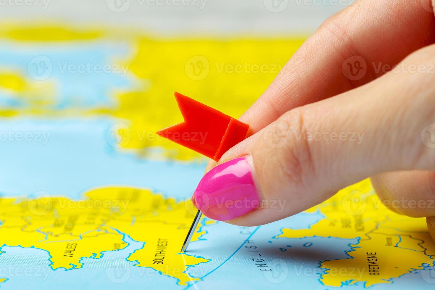 Travel destination points on a map photo