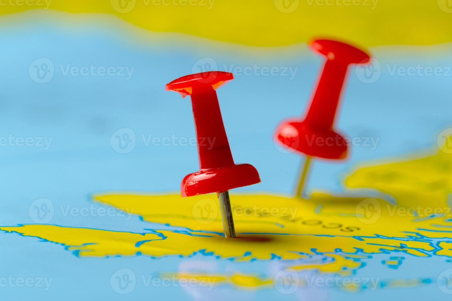 Travel destination points on a map photo