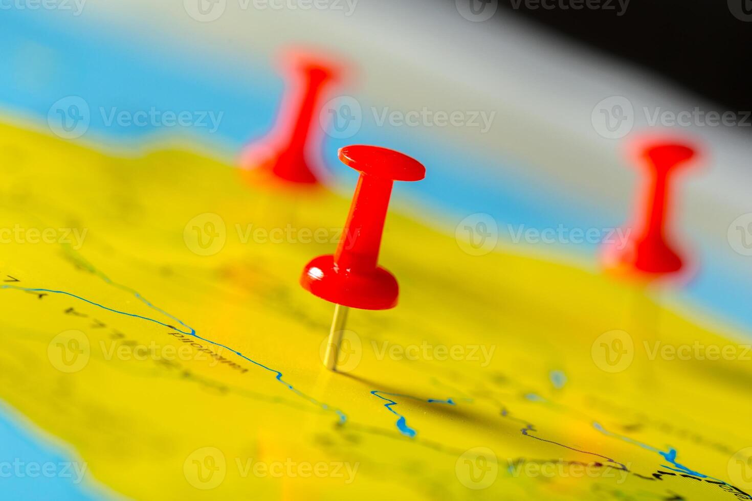 Travel destination points on a map photo