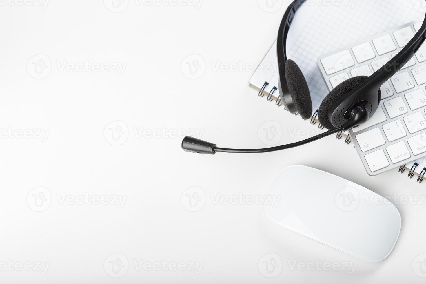 headset on keyboard computer laptop photo