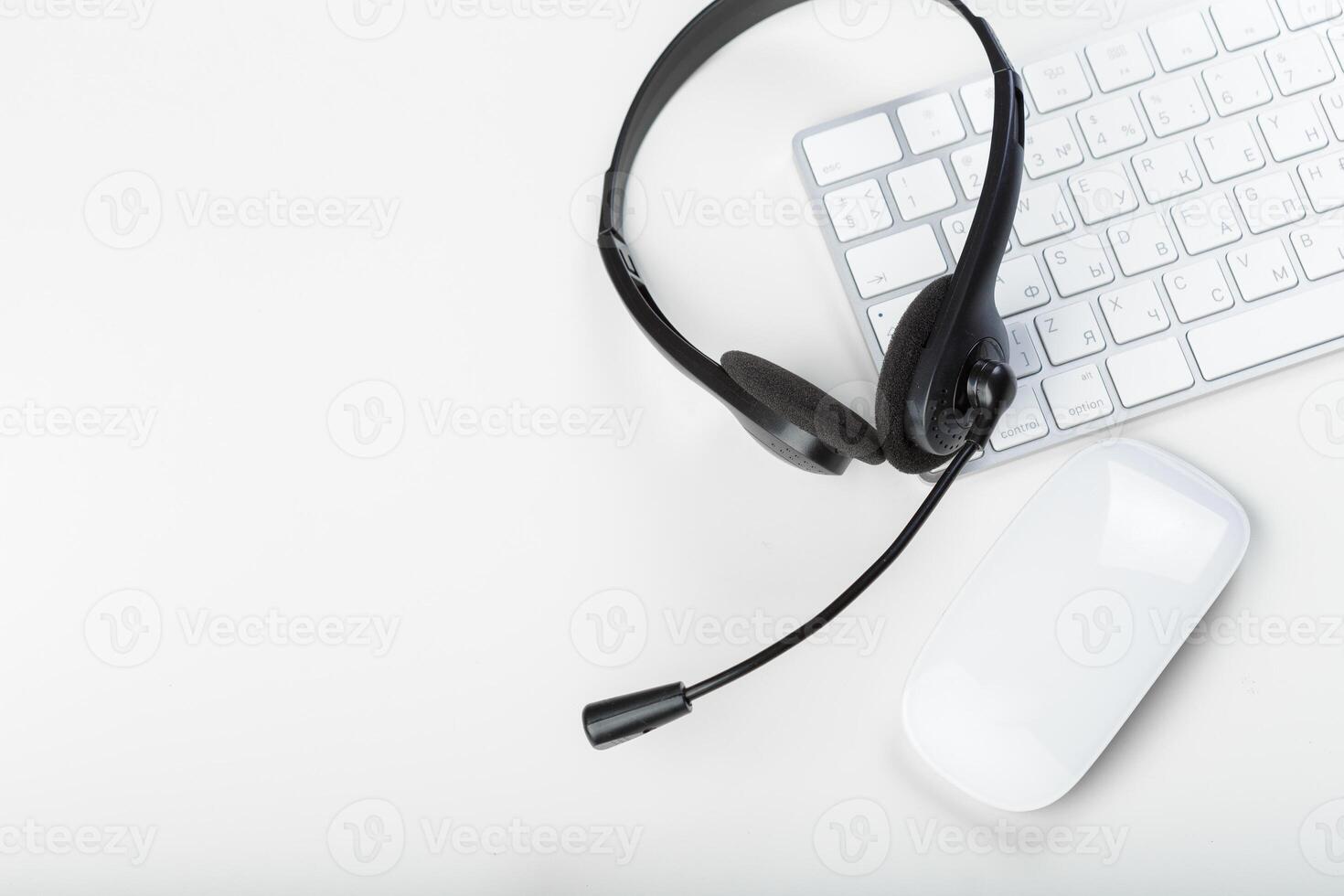 headset on keyboard computer laptop photo