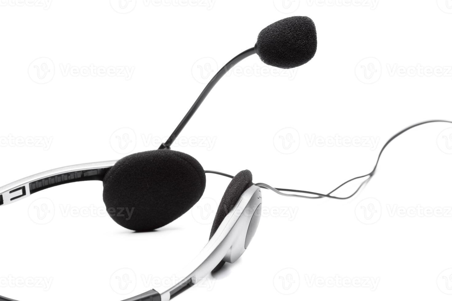 headset with microphone isolated on white photo