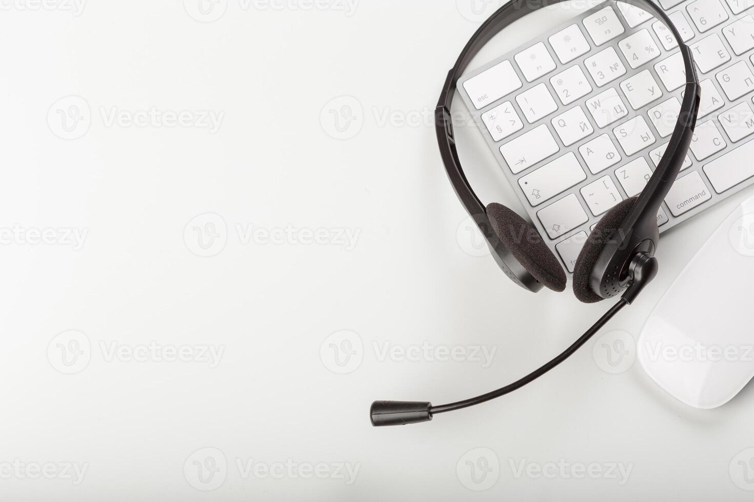headset on keyboard computer laptop photo