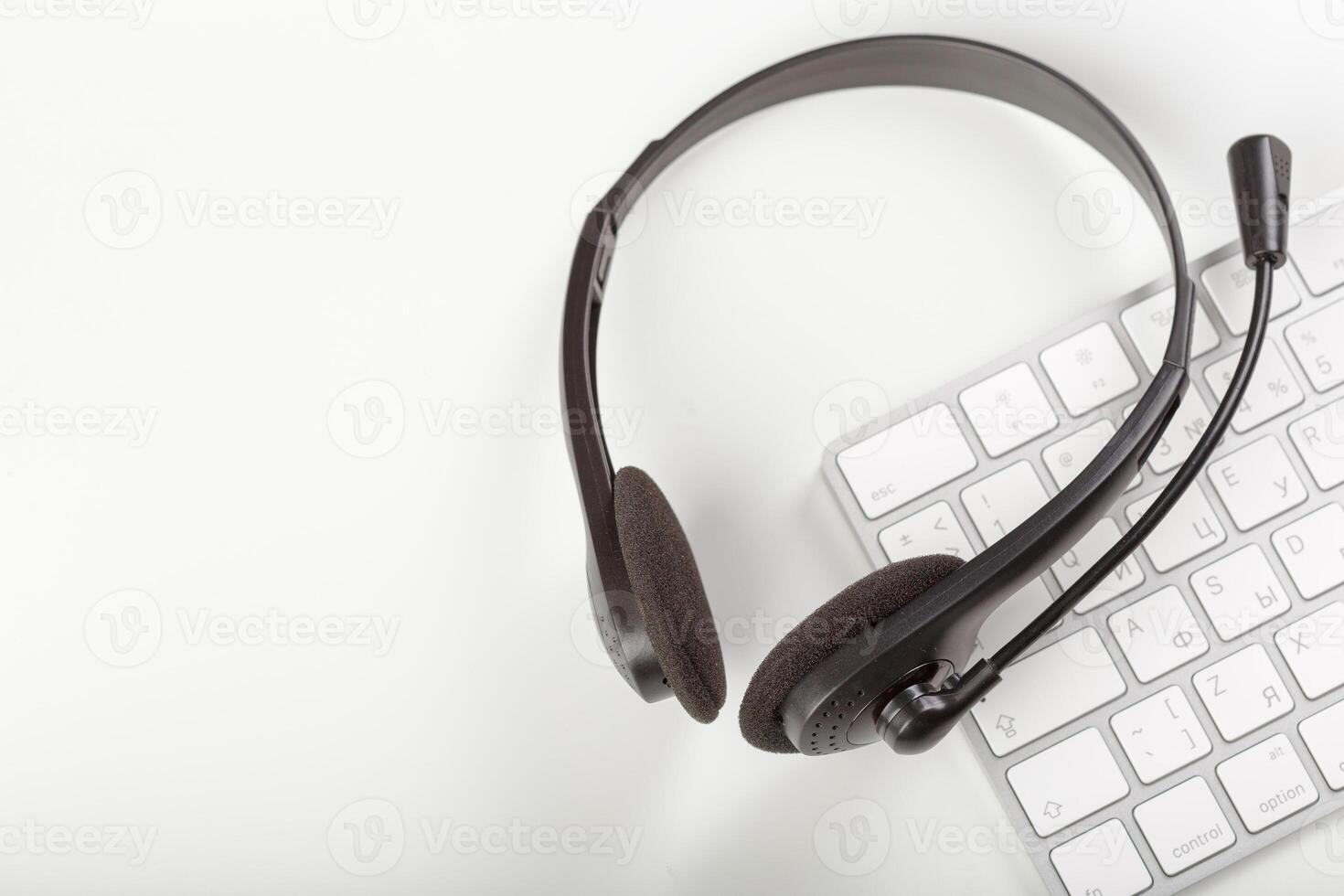 headset on keyboard computer laptop photo