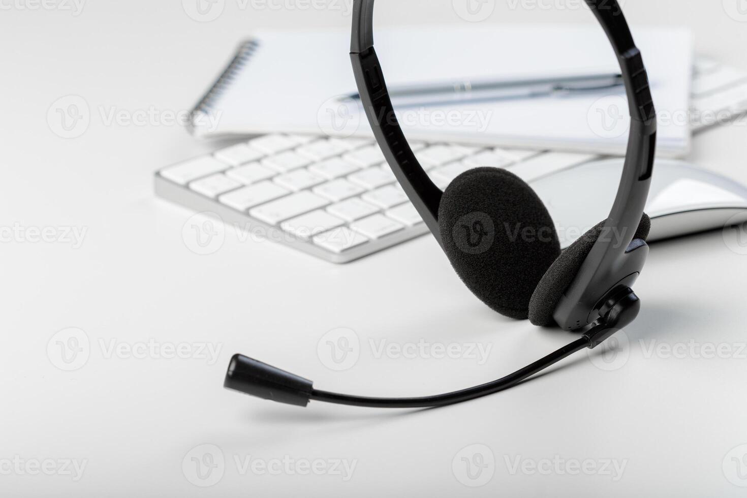 headset on keyboard computer laptop photo