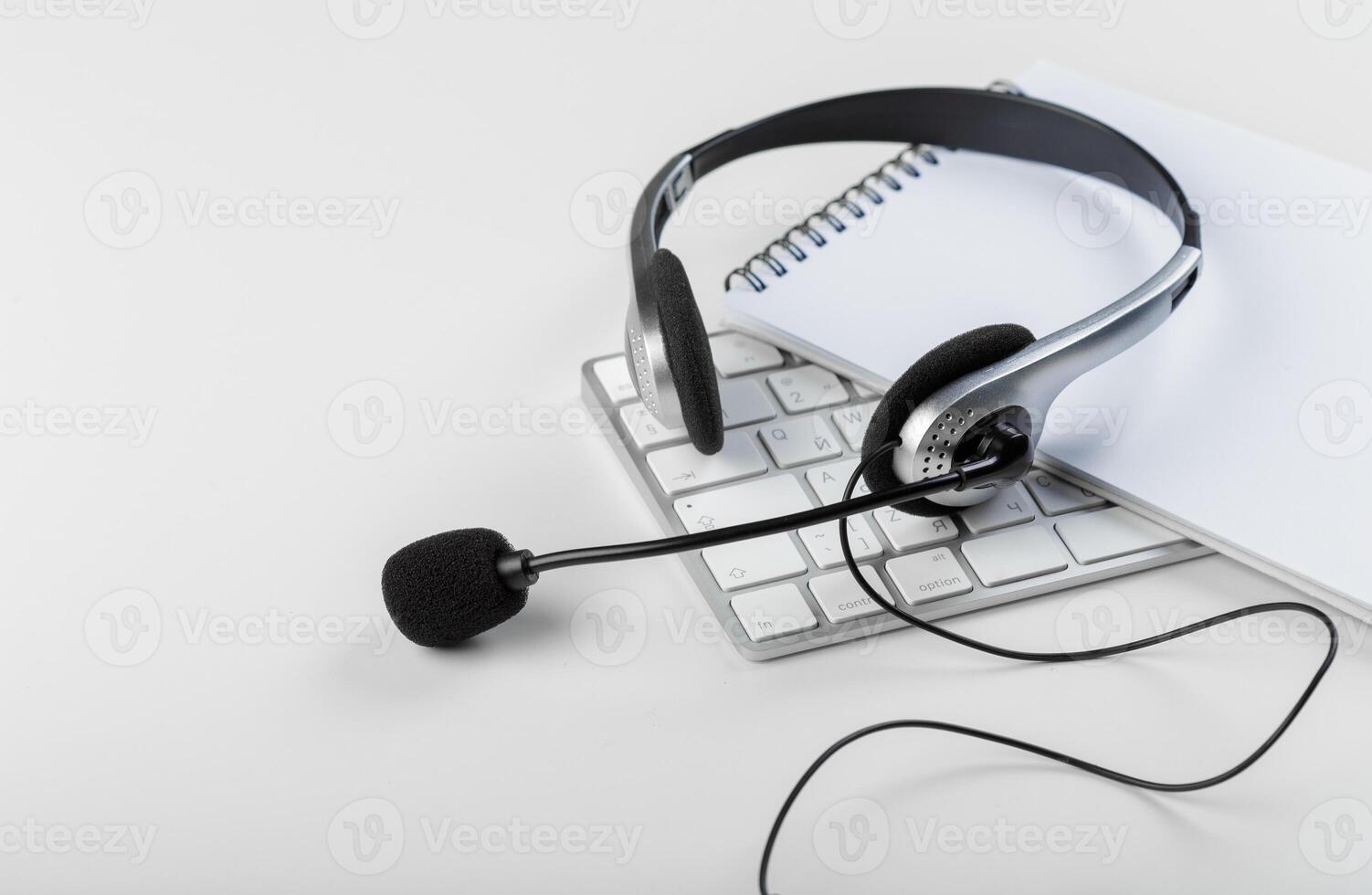 headset on keyboard computer laptop photo