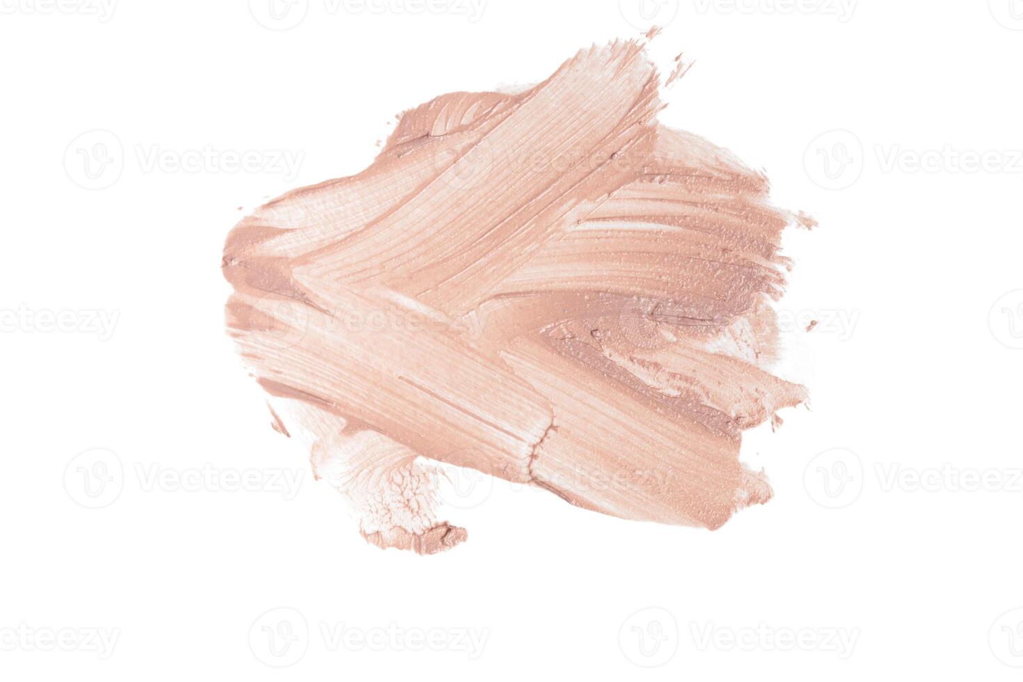 smeared foundation natural make up on white background photo