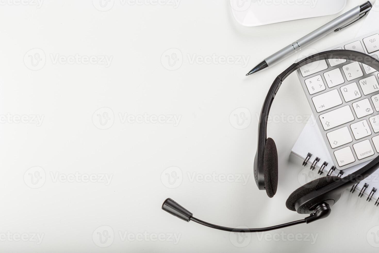 headset on keyboard computer laptop photo
