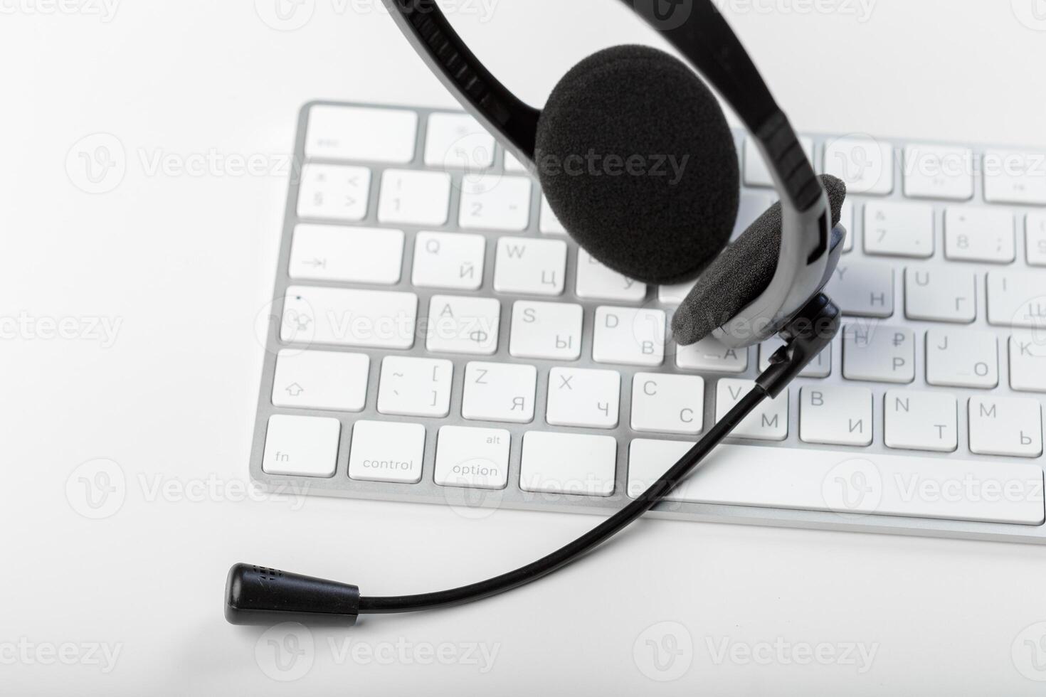 headset on keyboard computer laptop photo
