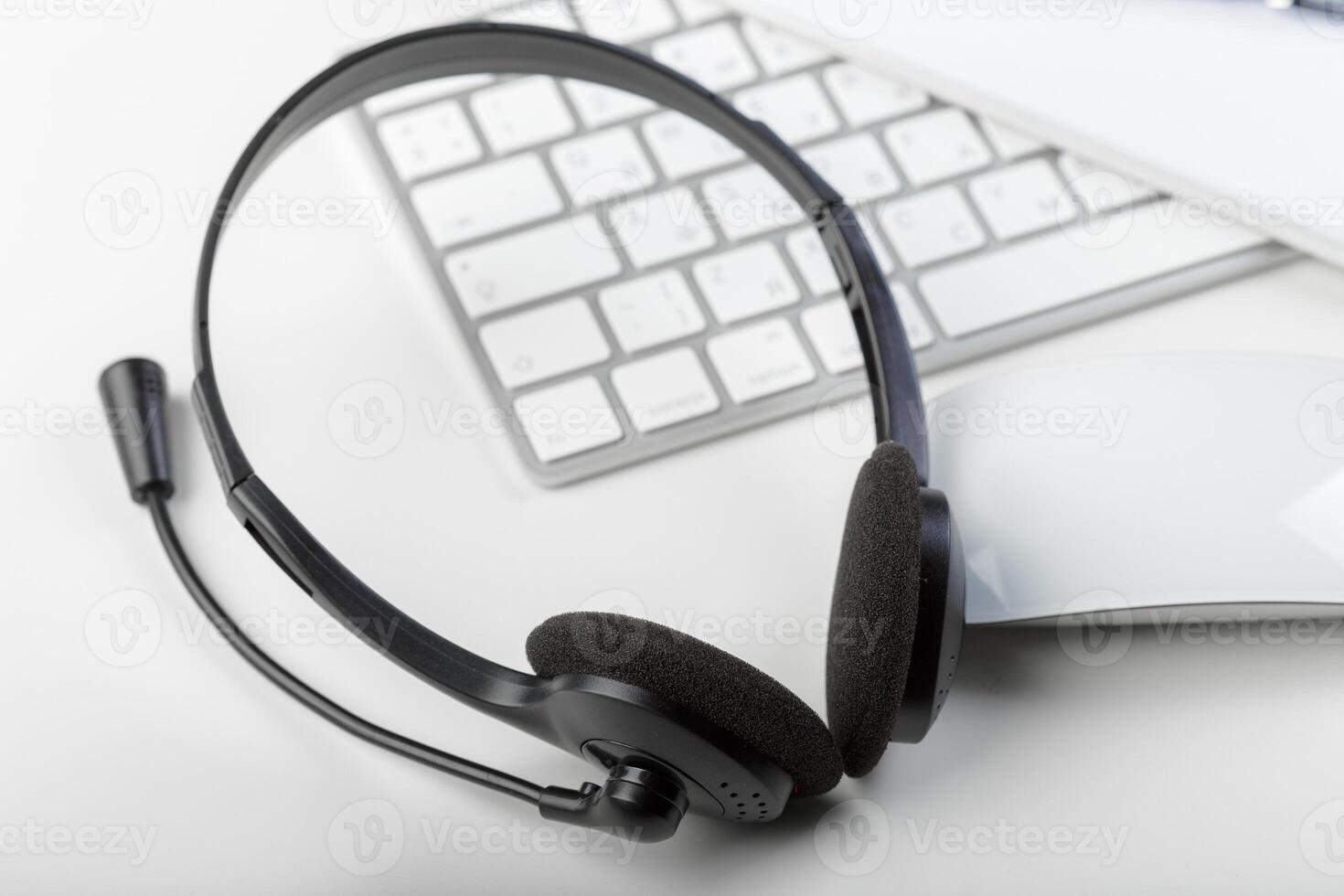 headset on keyboard computer laptop photo