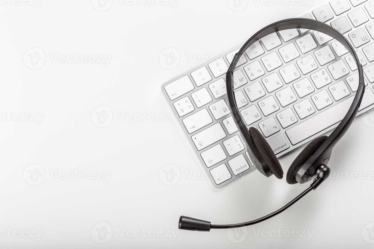 headset on keyboard computer laptop photo