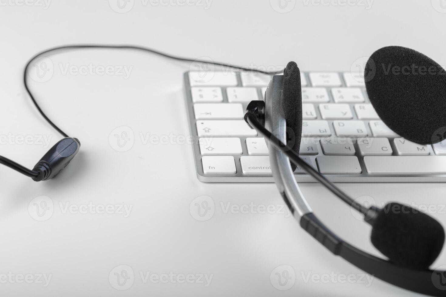 headset on keyboard computer laptop photo