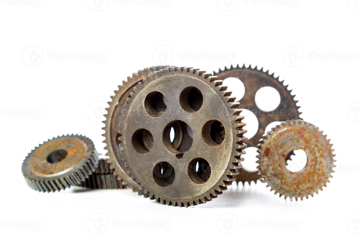 Old Rusty Gears isolated on white photo