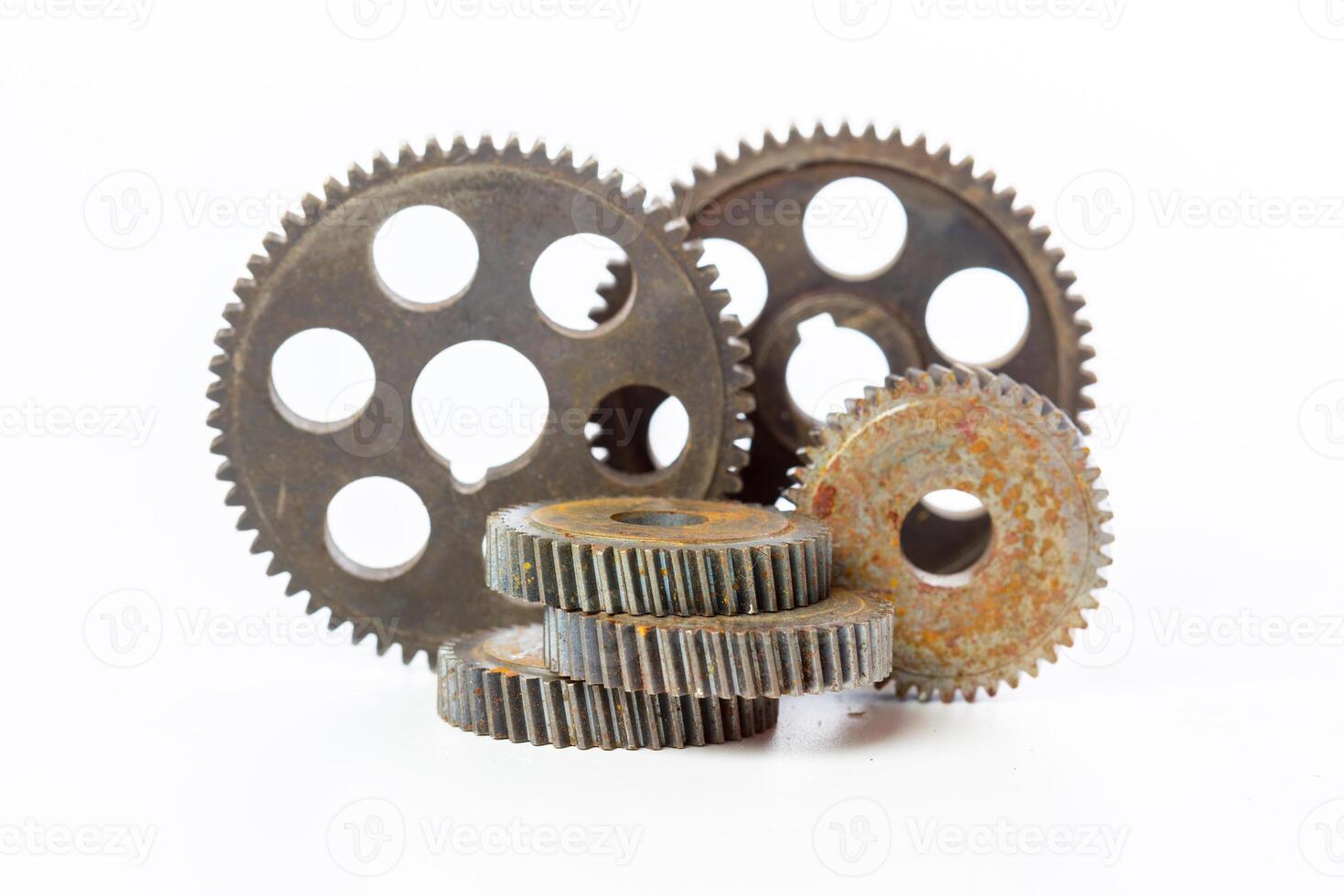 Old Rusty Gears isolated on white photo